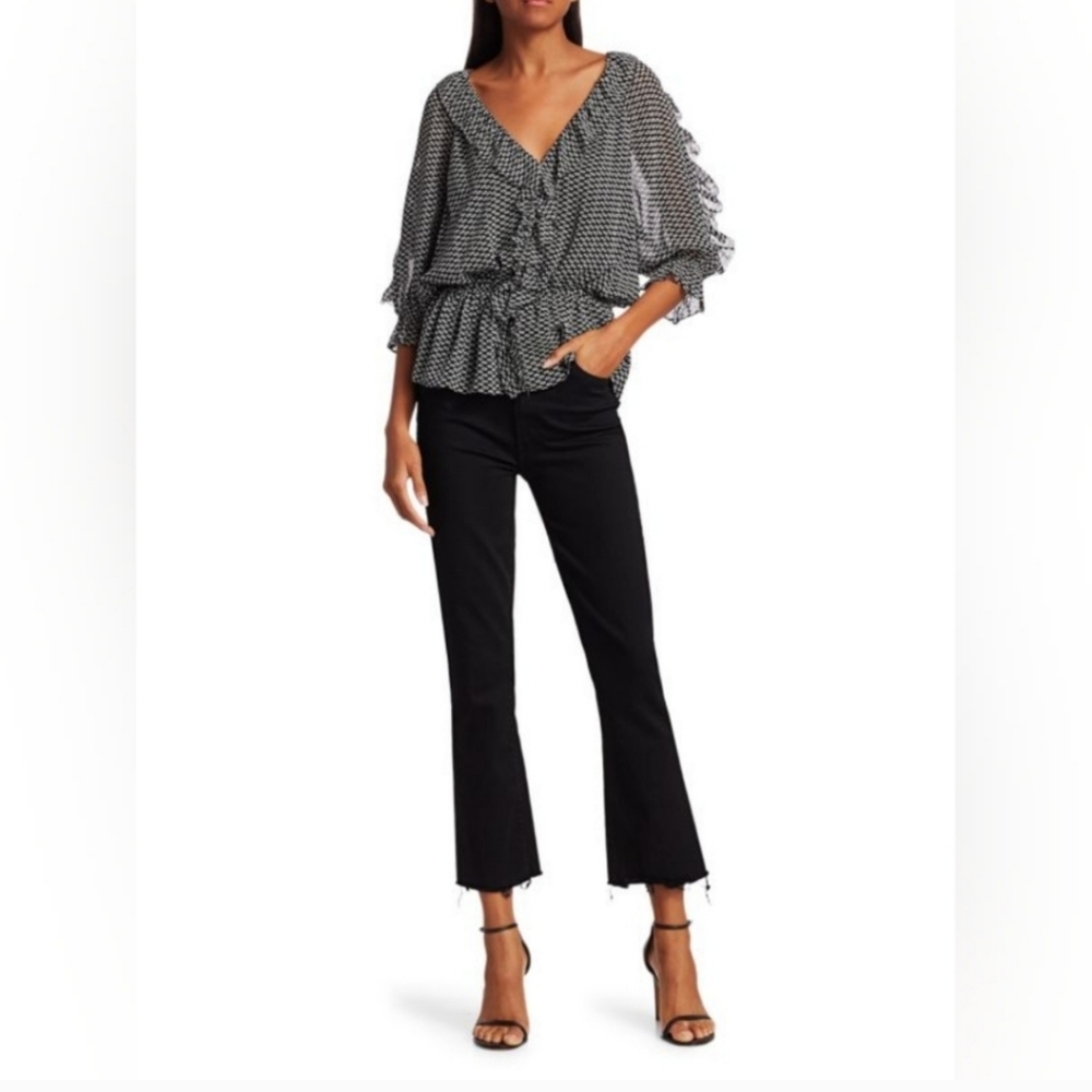 NWT Joie 100% SILK Zaida Top in Caviar Size L
